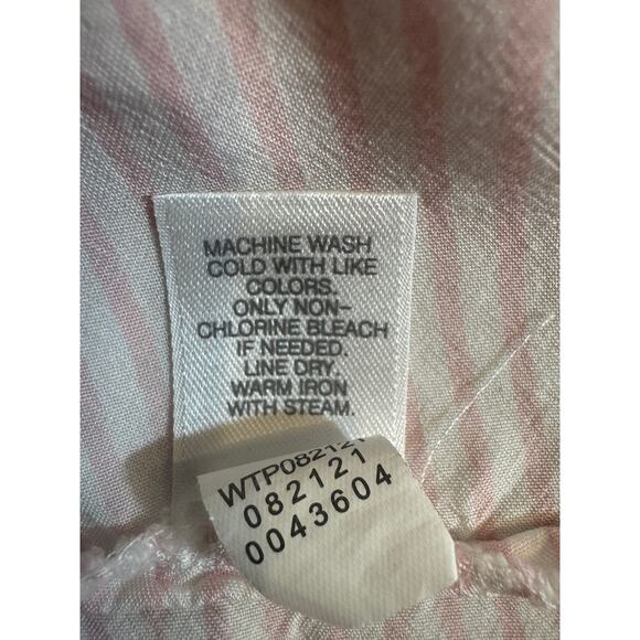 J. Jill blouse pale pink & white striped button up with lace sleeve trim Sz L - Picture 8 of 8